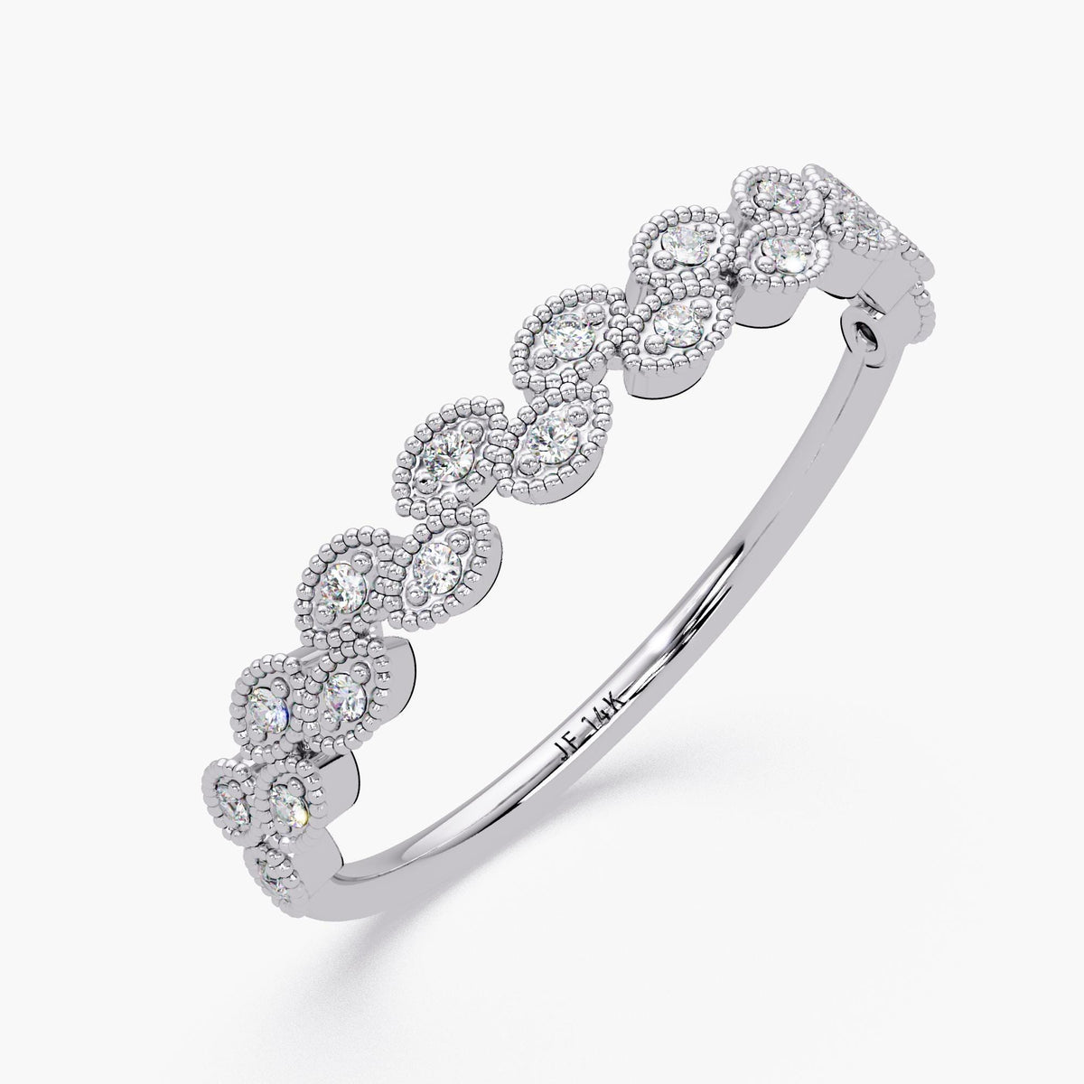 Marquise Eyelet Diamond Band in 14K Gold, Natural Diamond Milgrain Ring, Vintage-Inspired Wedding Band, Stacking Gift for Her