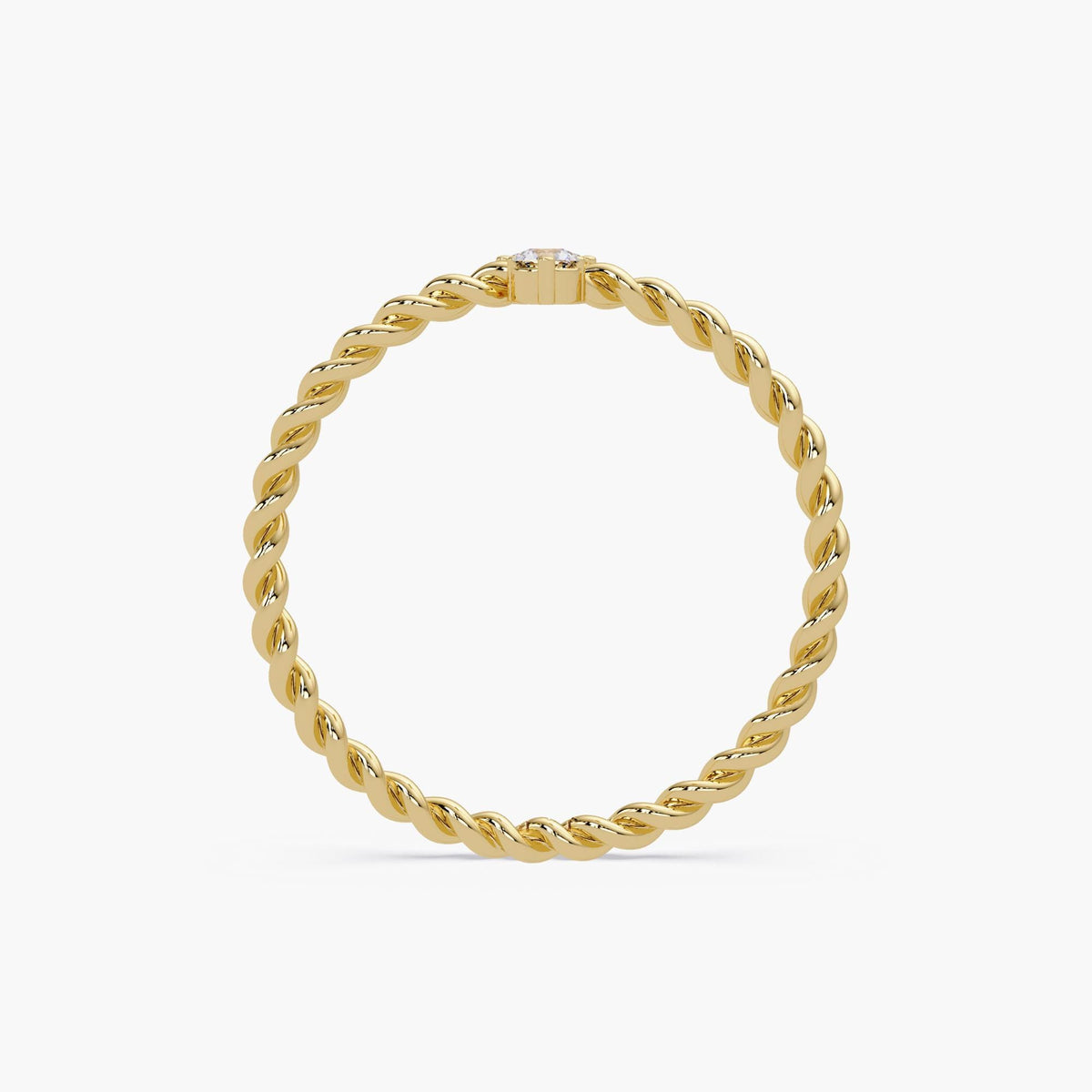 Twisted Rope Diamond Ring, Gold Diamond Solitaire Ring, Handmade Stackable, Minimalist Ring, Braided Promise Rings, 14k Twisted Rope Ring