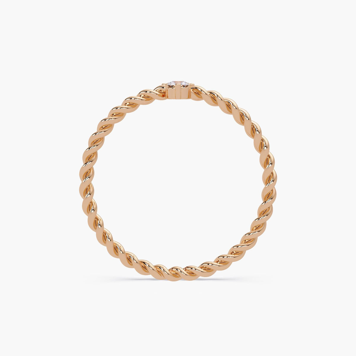 Twisted Rope Diamond Ring, Gold Diamond Solitaire Ring, Handmade Stackable, Minimalist Ring, Braided Promise Rings, 14k Twisted Rope Ring
