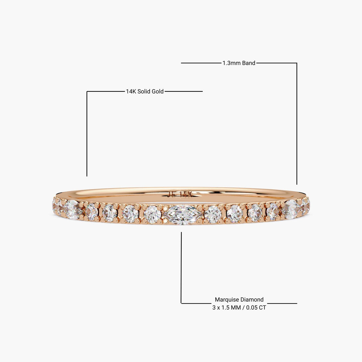 14K Gold Dainty Micro Pave Diamond Ring, 14K Gold Half Eternity Band, 1.3mm Stackable Wedding Ring, Minimalist Gift for Her