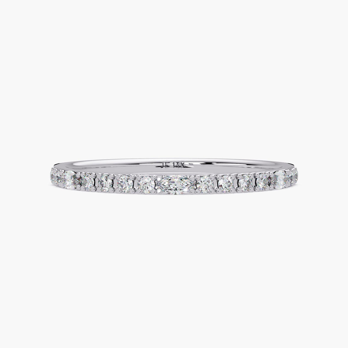 14K Gold Dainty Micro Pave Diamond Ring, 14K Gold Half Eternity Band, 1.3mm Stackable Wedding Ring, Minimalist Gift for Her