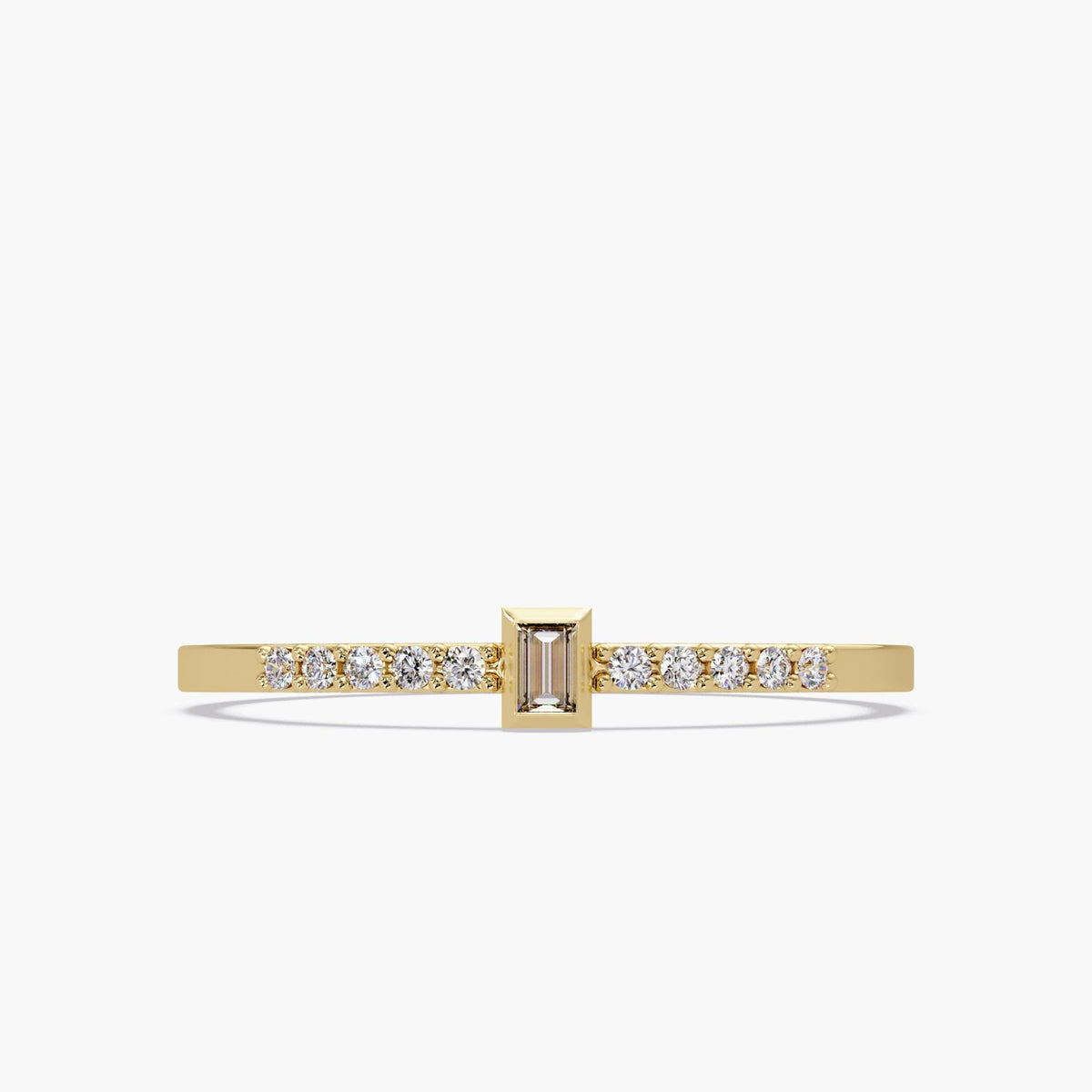 14K Gold Baguette Diamond Ring, Pave Diamond Band, Stacking Diamond Ring, Minimalist Design, Gift for Granddaughter