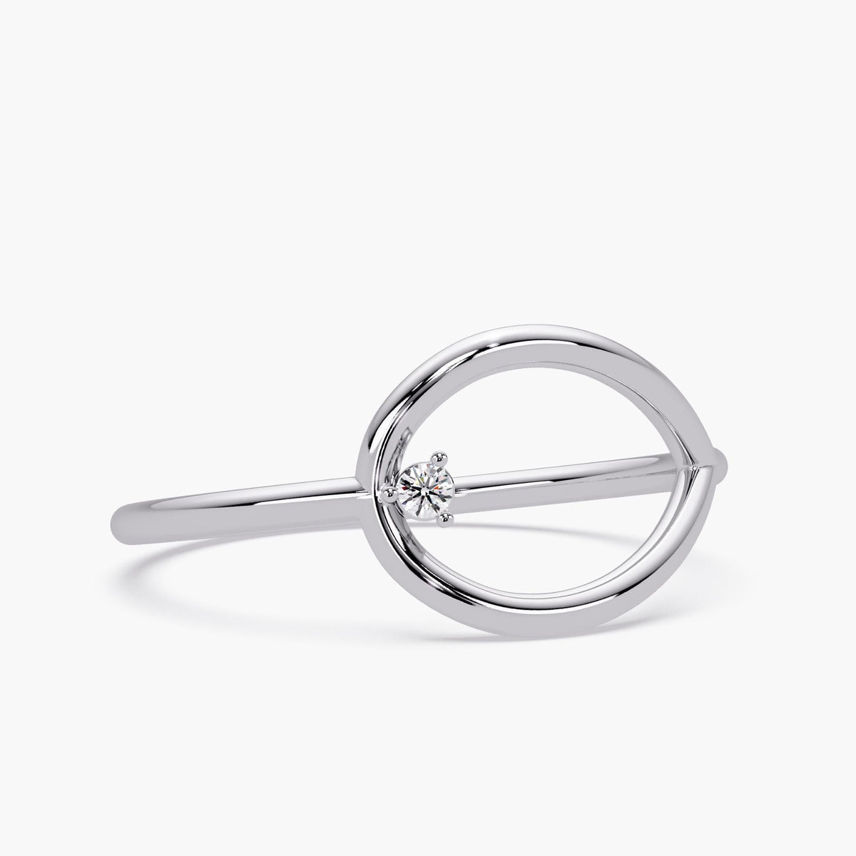 14K Gold Round Natural Diamond Open Teardrop Ring