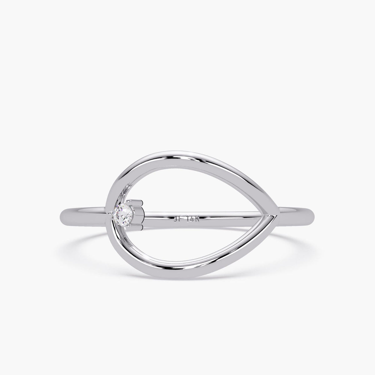 14K Gold Open Teardrop Ring, Dainty Diamond Pear Shape Ring, Dainty Ring, Stackable Ring, Minimalist Ring, Solitaire Ring