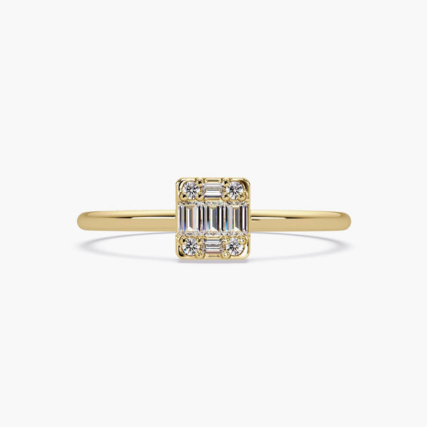 14k Baguette Diamond Illusion Ring