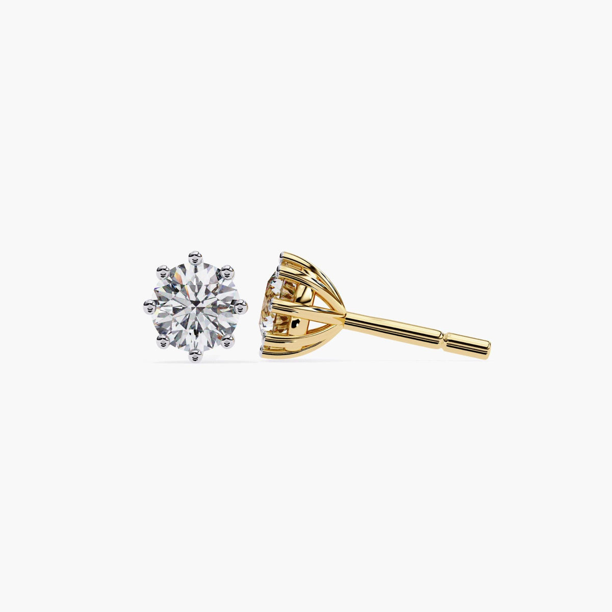 Dainty Solitaire Lab Grown Diamond Stud Earrings, 14k Minimalist Gold Studs, Simple Tiny Round Studs Prong Earrings, Bridal Wedding Jewelry