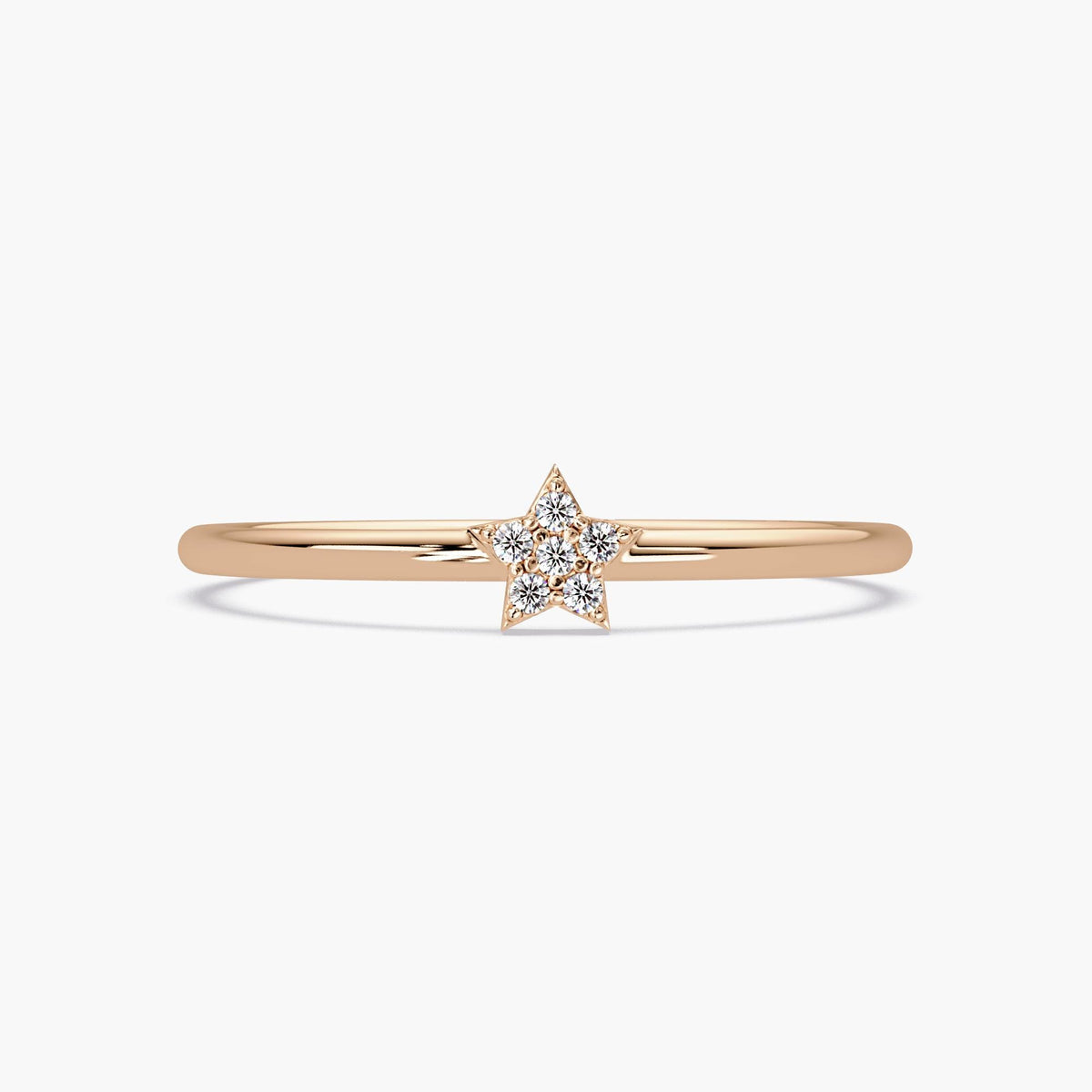 Diamond Star Ring in 14K Gold, Dainty Real Diamond Star Band, Celestial Stacking Ring, Gift for Mom, Gift for Friend