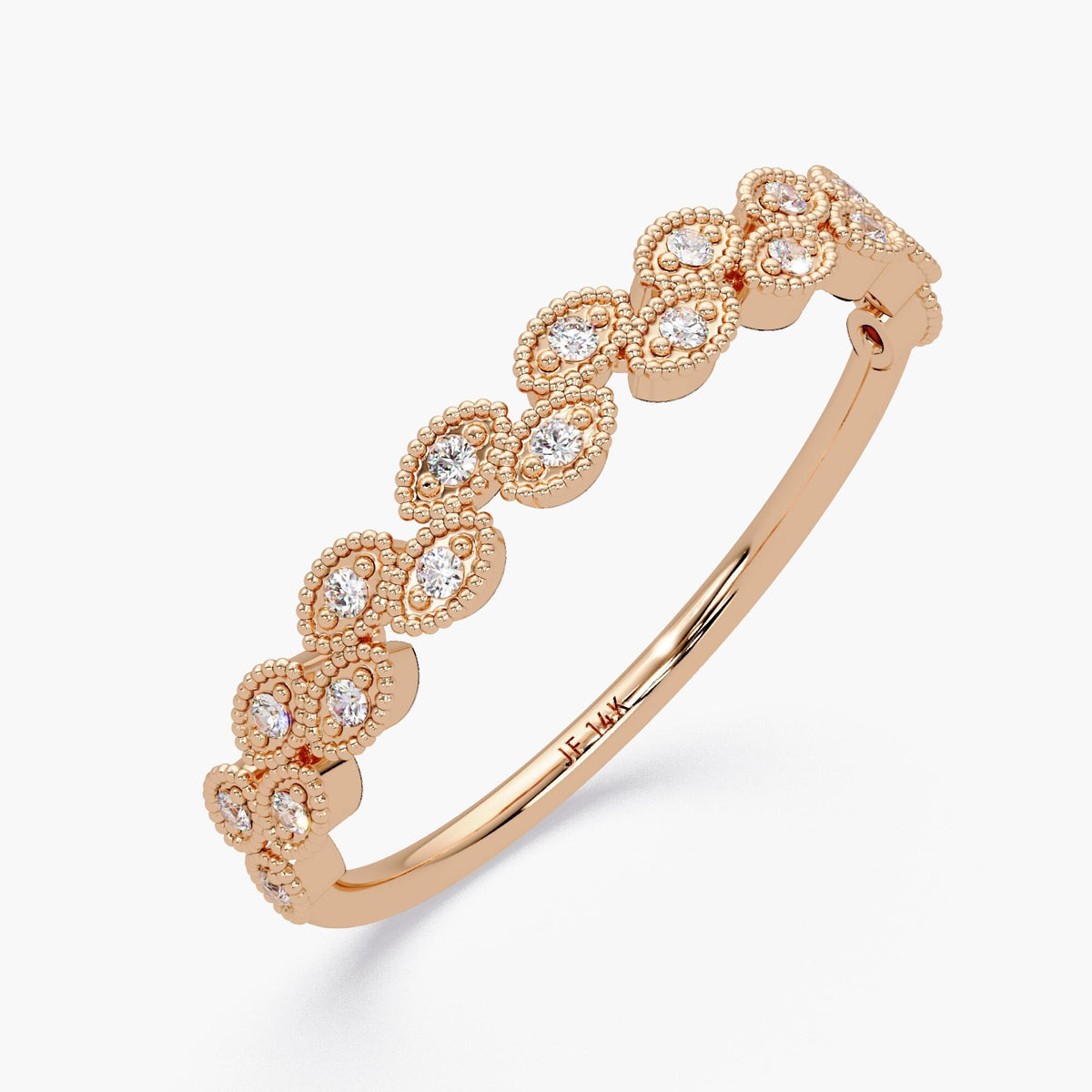 Marquise Eyelet Diamond Band in 14K Gold, Natural Diamond Milgrain Ring, Vintage-Inspired Wedding Band, Stacking Gift for Her