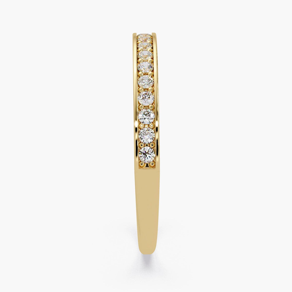 14K Gold Channel Set Diamond Wedding Band, 2mm Half Eternity Ring with 1.3mm Round Lab Grown Diamonds, Stackable Ring, Gift for Mom
