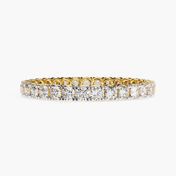 2.3MM Lab Grown Diamond Band, 14K Solid Gold, Round Diamond Eternity Ring, Wedding Band Stack Ring