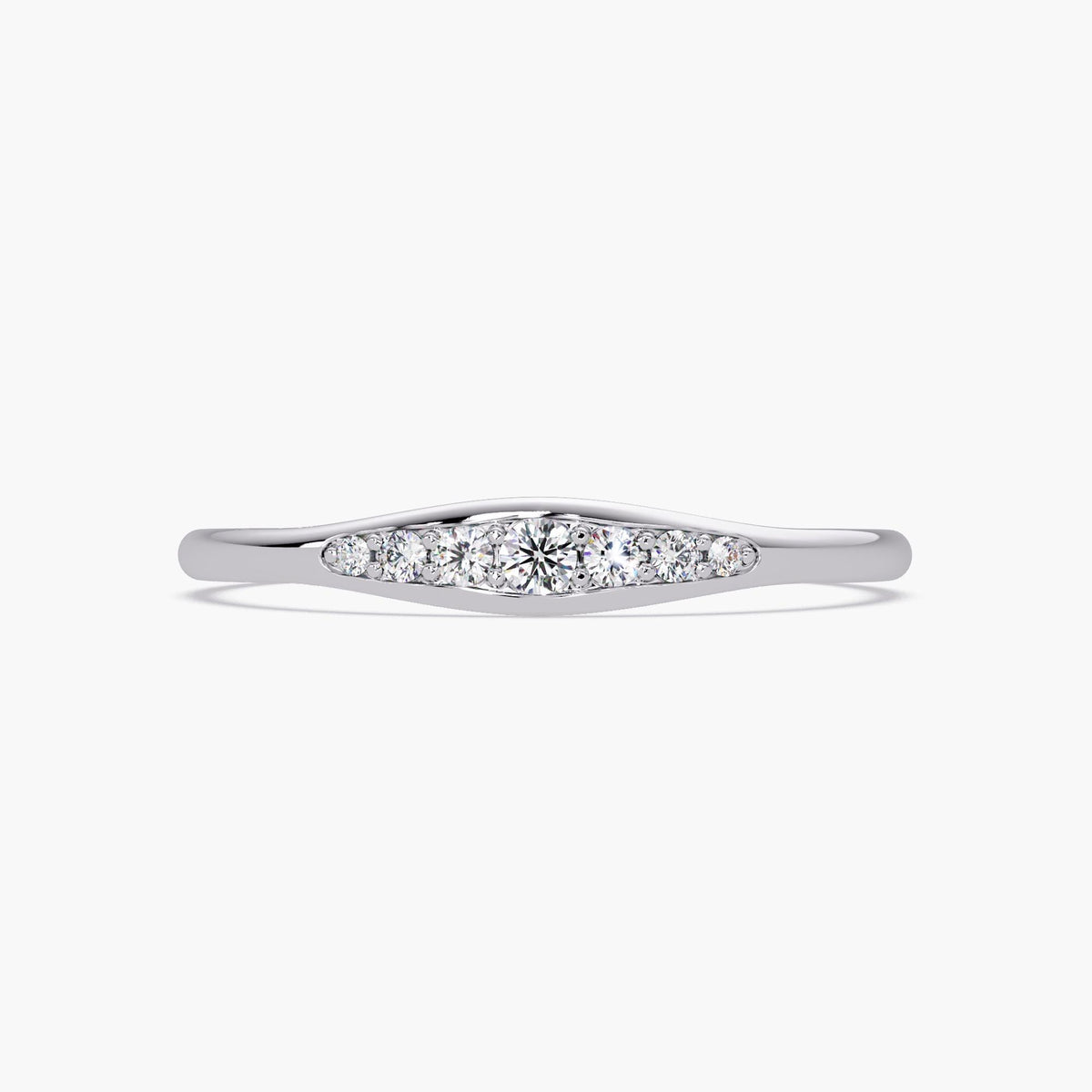 14K Gold Graduated Diamond Ring, Tapered Round Cut Band, Minimalist Stacking Ring, Graduation Gift for Her