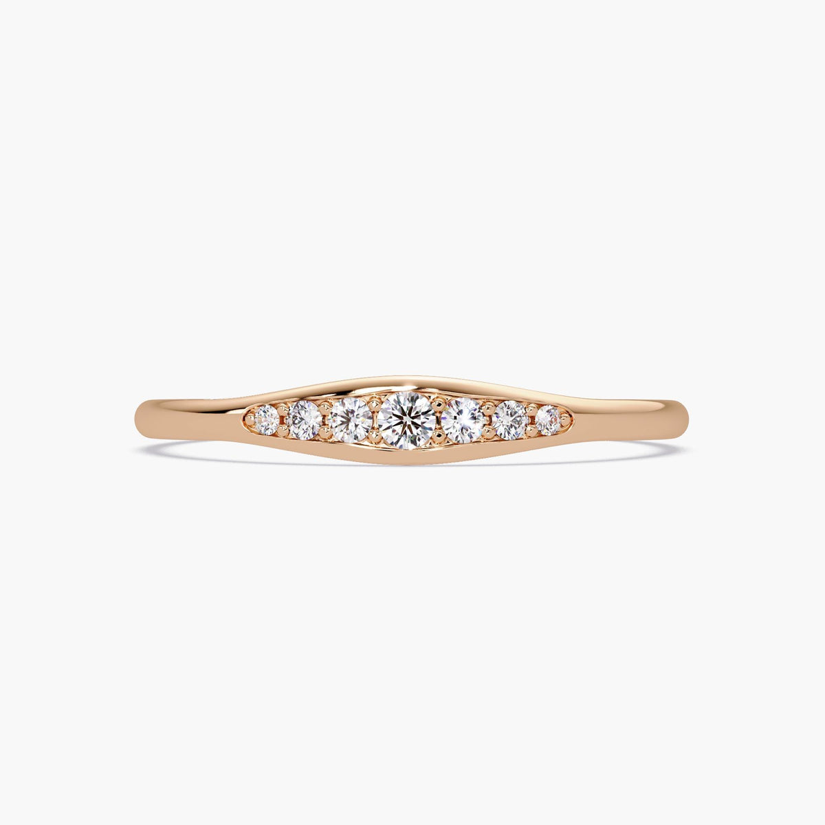 14K Gold Graduated Diamond Ring, Tapered Round Cut Band, Minimalist Stacking Ring, Graduation Gift for Her