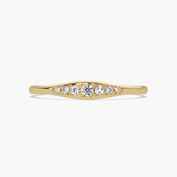 14K Gold Graduated Diamond Ring, Tapered Round Cut Band, Minimalist Stacking Ring, Graduation Gift for Her