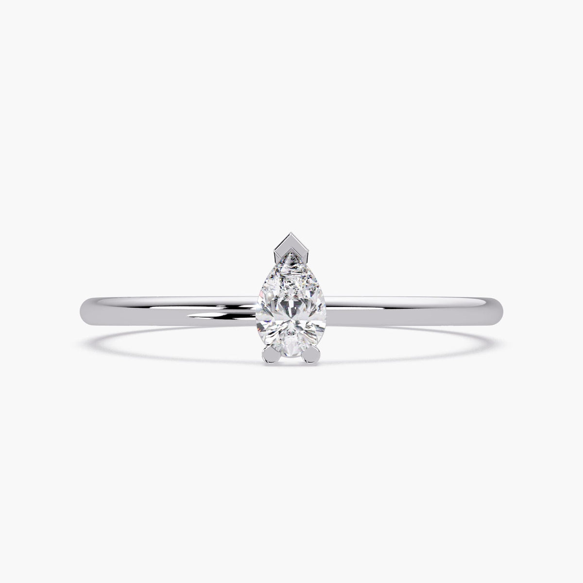 Pear Solitaire Diamond Ring in 14K Gold - 0.15 Ct Dainty Lab Grown Promise Ring - Thin Band Stacking Gift