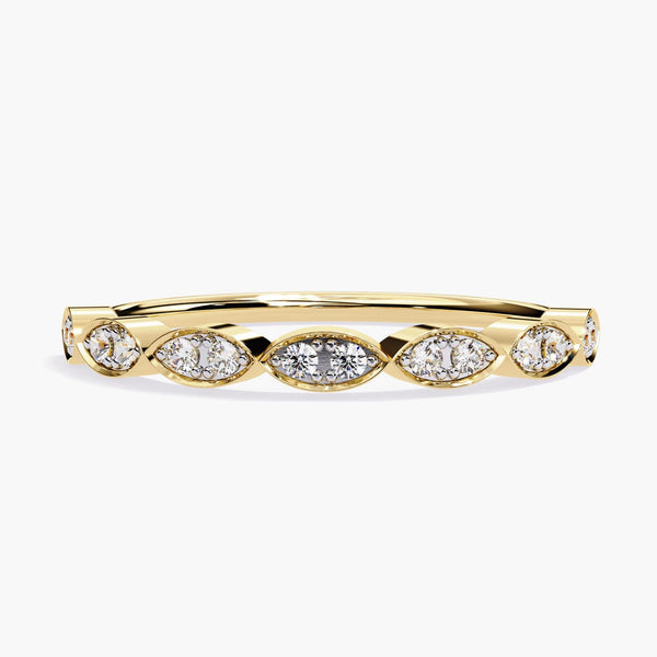14K Gold Marquise Natural Diamond Half Eternity Band, 0.10 CTW