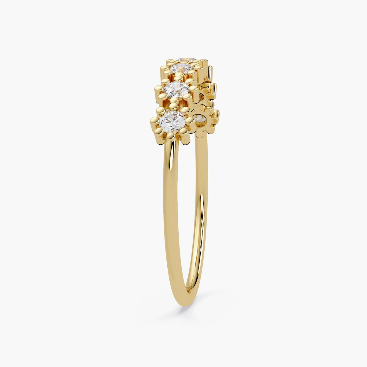 14k Gold Diamond Daisy Ring: Floral Stackable Ring