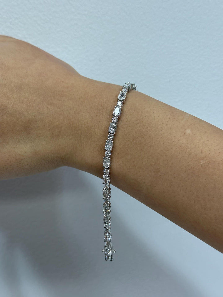 6ctw Lab Grown Diamond Tennis Bracelet: 14k Gold Oval & Round Cut