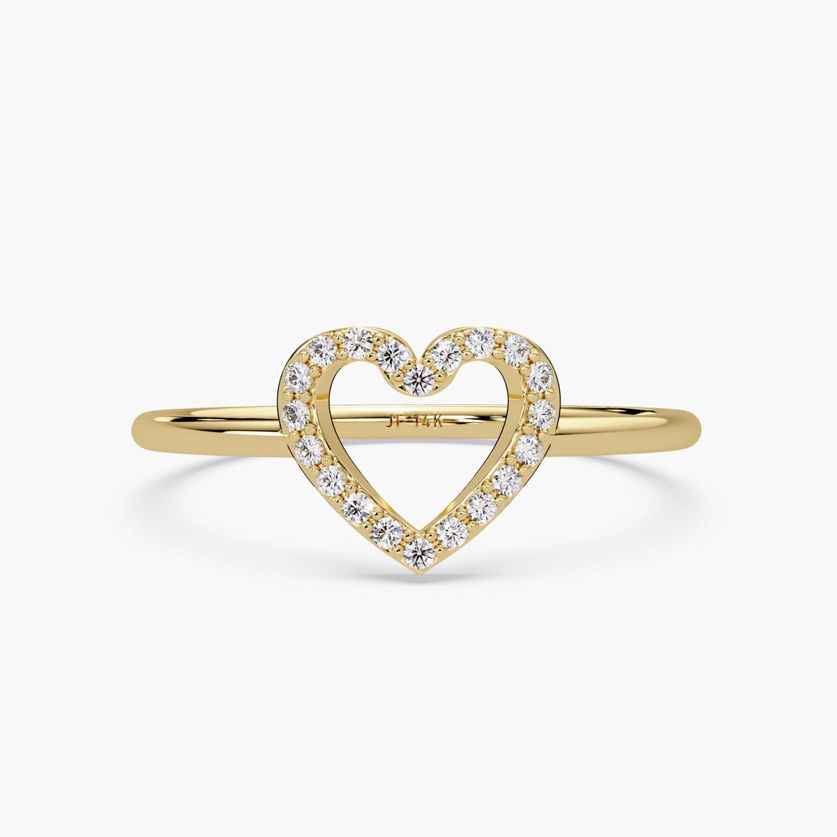 Natural Diamond Open Heart Ring, 14K Solid Gold Dainty Jewelry, Small Heart Diamond Ring, Gift for Girlfriend or Wife Yellow Rose White Gold