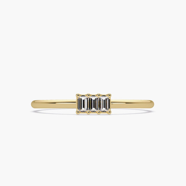 14K Trio Baguette Diamond Ring