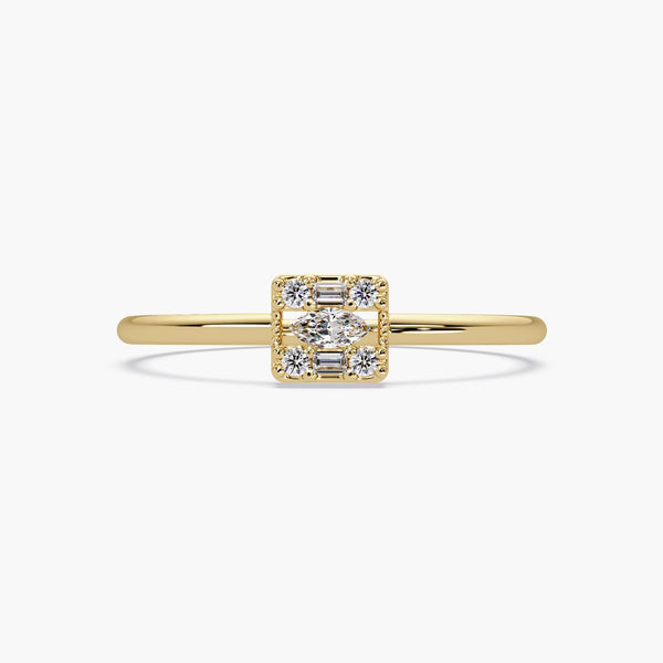Marquise Diamond Promise Ring – 14k Solid Gold Dainty Engagement Ring for Her, Minimalist Bridal Ring, Unique Gift for Her
