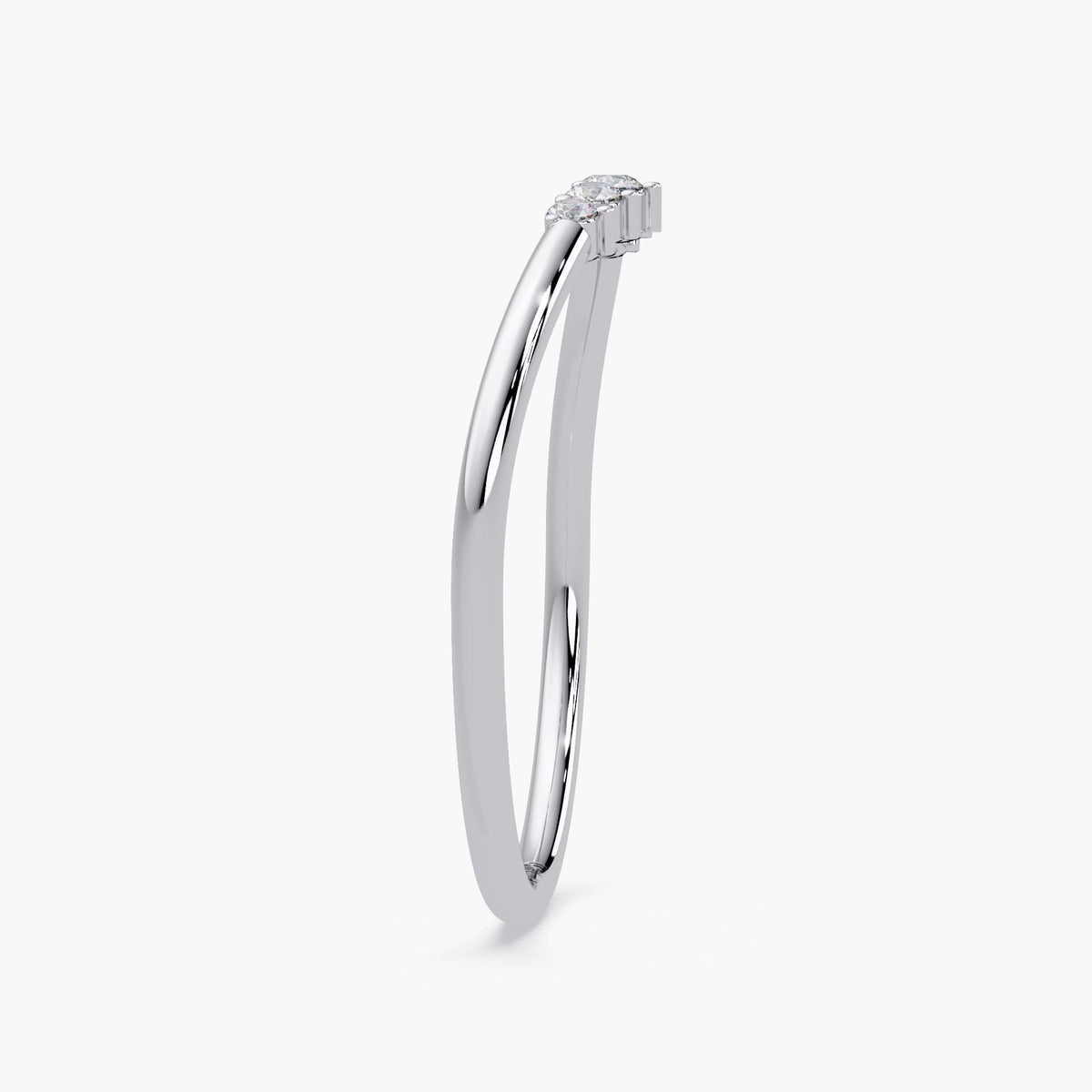 Side profile of the white gold band showing its height and curvature.