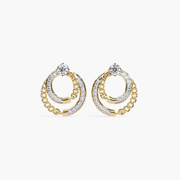 14K Gold Diamond Circle Stud Earrings