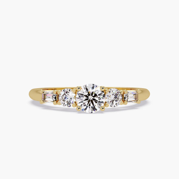 5 Stone Diamond Ring, Lab Grown Diamond Ring, Trellis Setting Engagement Ring, Promise Ring for Her, Anniversary Gift, Handmade Ring