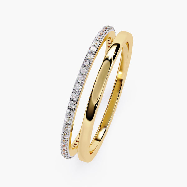 14K Gold Natural Diamond 1MM Micro PavŽ Eternity Band, 0.15 CTW