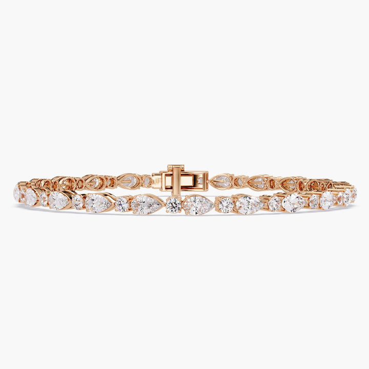 Pear Diamond Tennis Bracelet 14k Gold Lab Grown Diamond Bracelet 4.5Ct Round and Pear Diamond Bracelet Gold Gift for Her Anniversary Jewelry