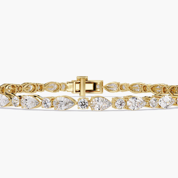 14K Gold Lab Grown Diamond Tennis Bracelet, 4.5 CTW, Round & Pear