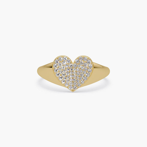 14K Gold Natural Diamond Pave Heart Ring, 0.20 CTW