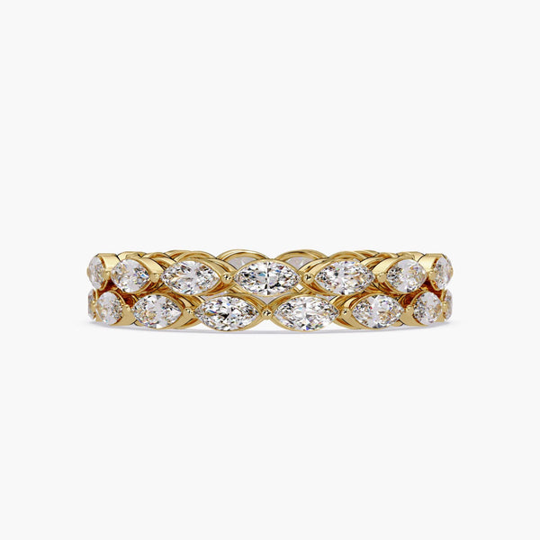 Statement Eternity Ring, Marquise Diamond Band, Chunky Stackable Ring, Lab Grown Diamond Band, 14k Gold Wide Band, Ring for Women