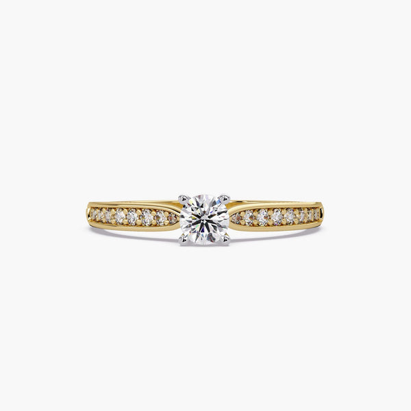 Round Cut Diamond Engagement Ring, 18K Gold Lab Diamond Ring, Dainty Wedding Band, Unique Promise Ring, Minimalist Bridal Jewelry