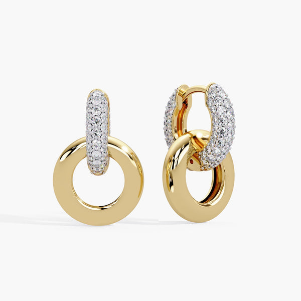 14K Gold Interlocking Lab Grown Diamond Hoop Earrings, 1 CTW