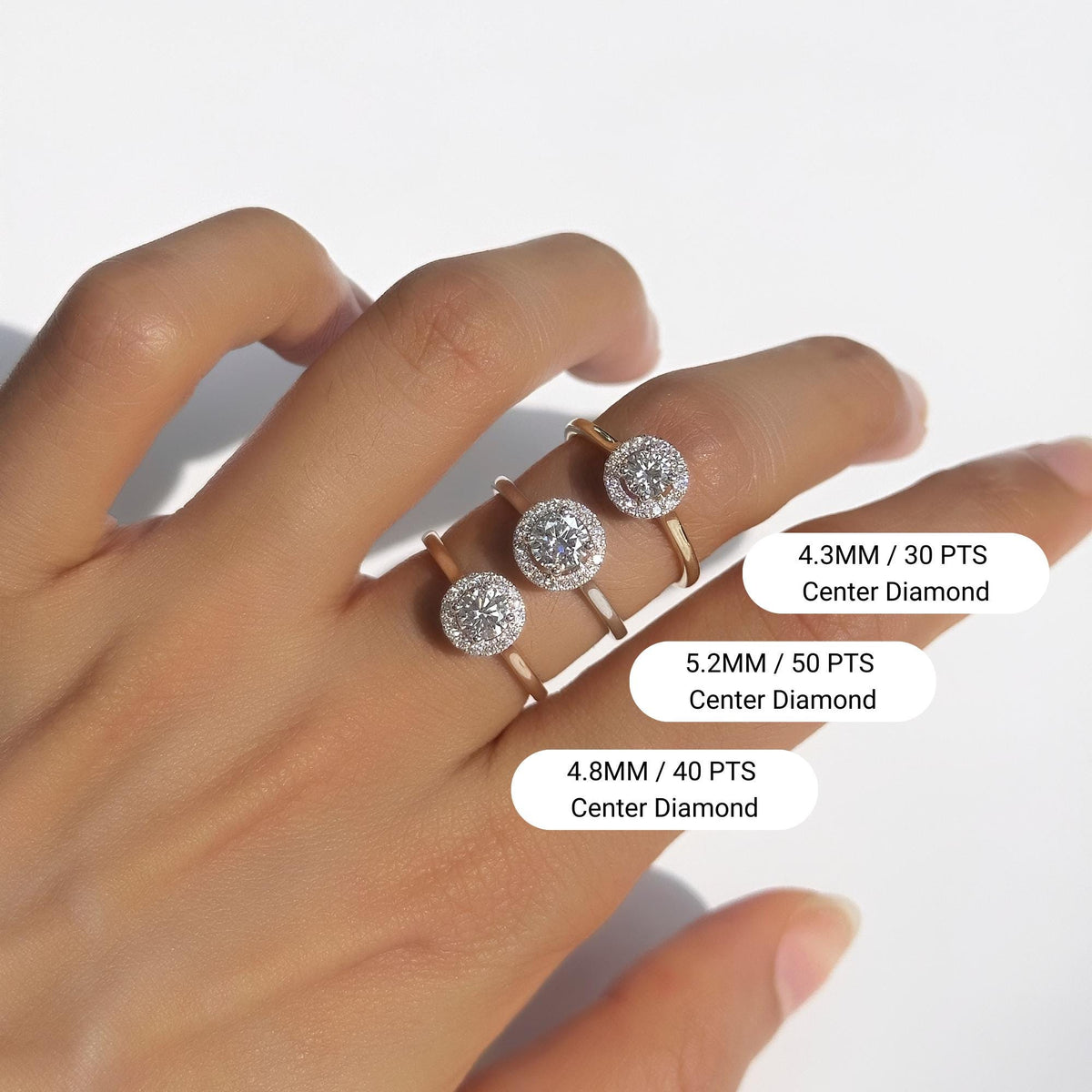 18K Gold Lab Diamond Halo Ring: Dainty Promise Ring, 0.20-0.50ct