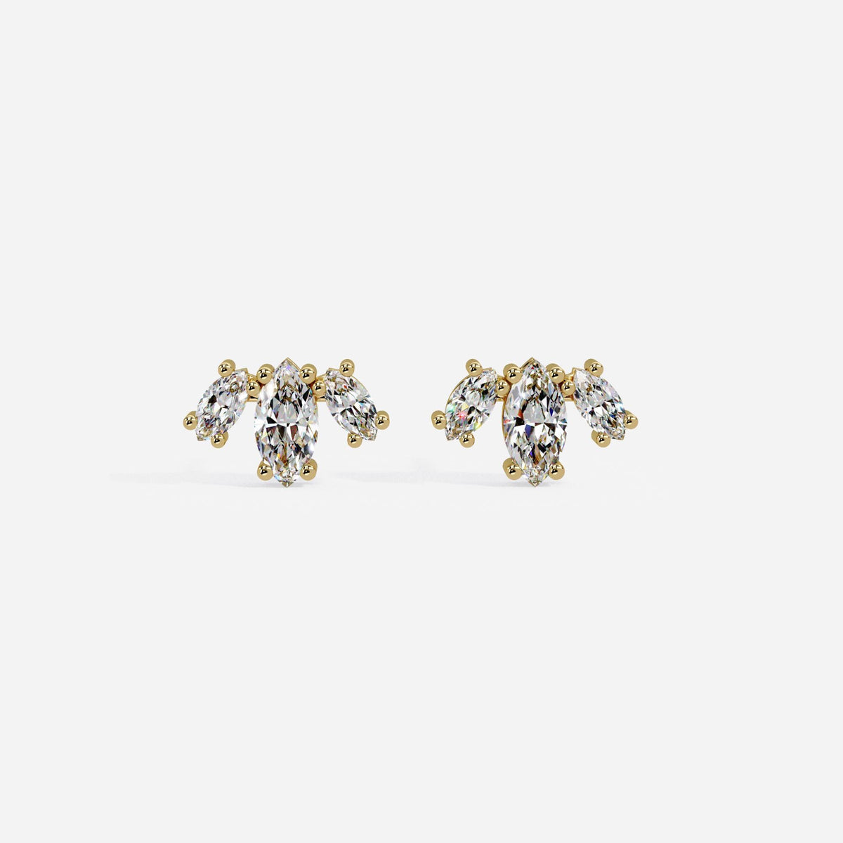 14K Gold Marquise Lab-Grown Diamond Lotus Stud Earrings, 0.50 Ctw