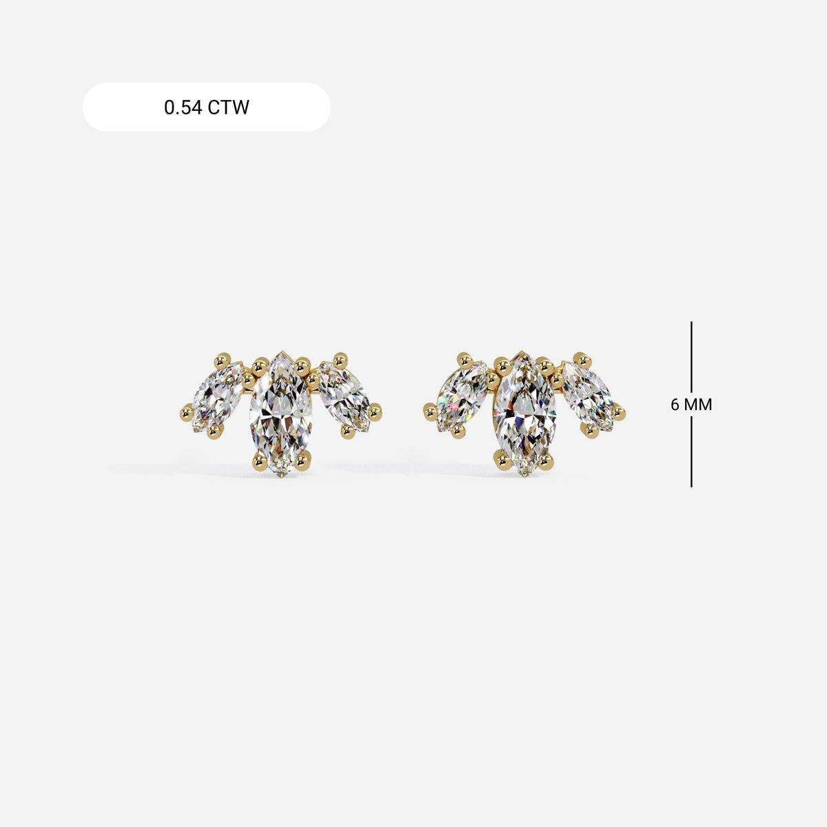 14K Gold Marquise Lab-Grown Diamond Lotus Stud Earrings, 0.50 Ctw