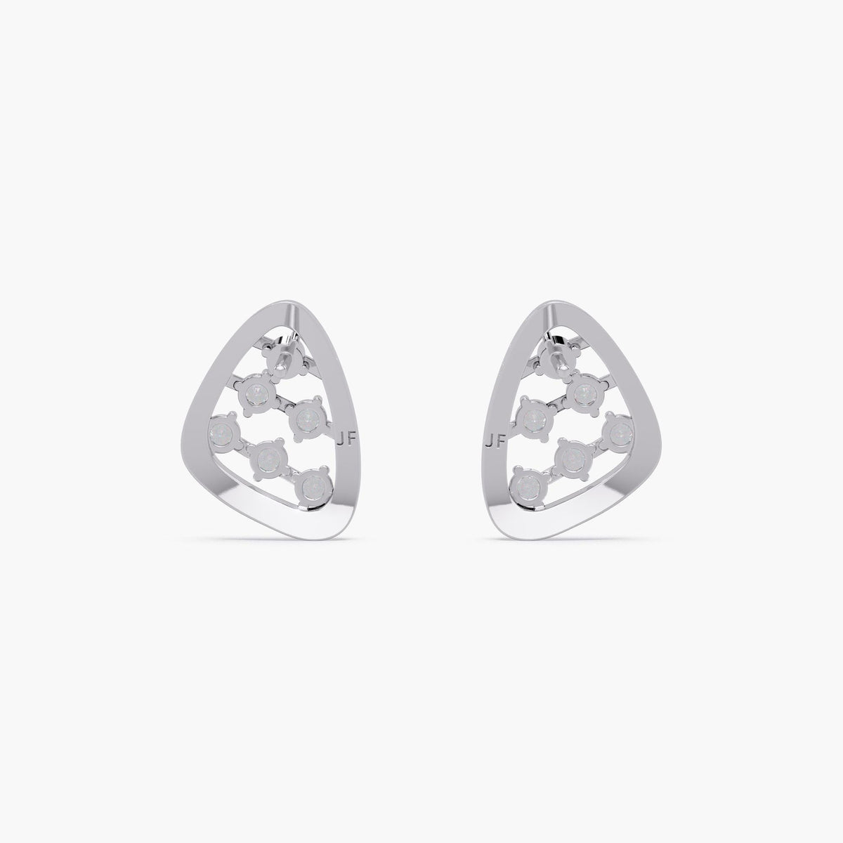 14K Gold Diamond Triangle Stud Earrings: Minimalist Geometric Jewelry