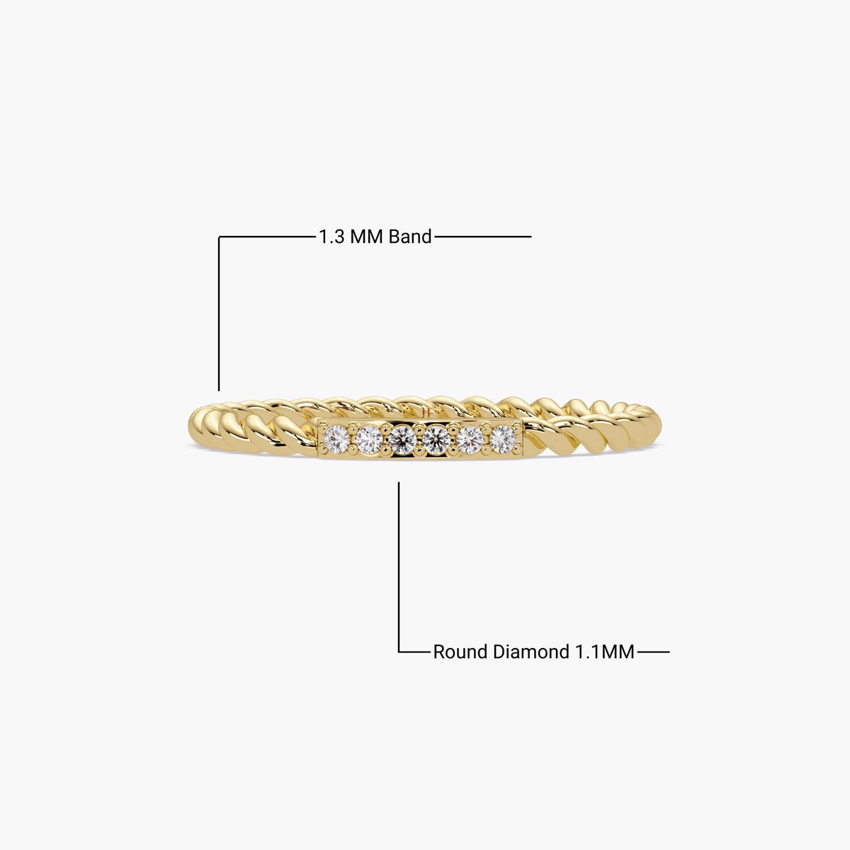 Dainty handcrafted wedding band with natural diamonds