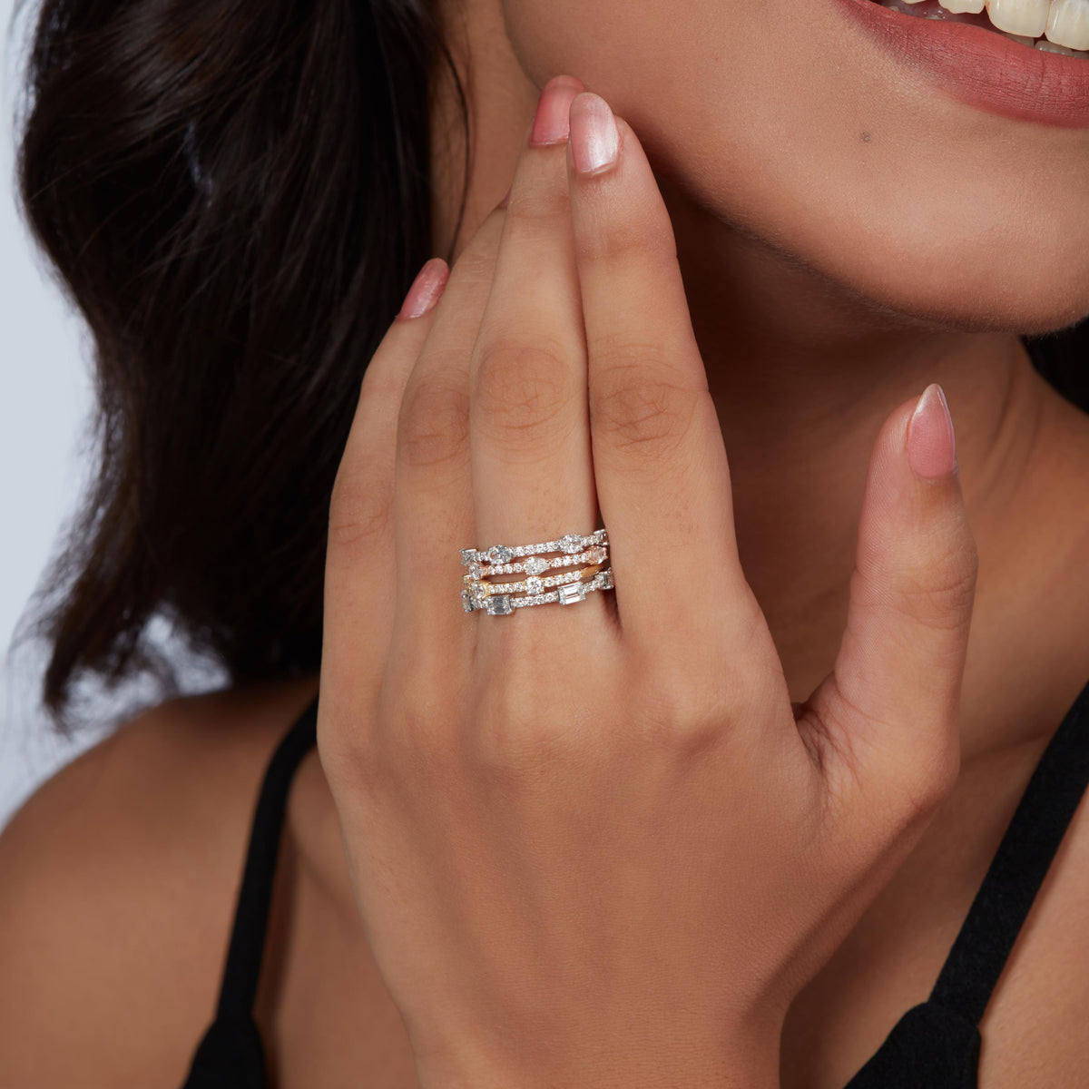 Oval Diamond Ring 14K Gold Stackable Band, Minimalist Diamond Jewelry, Dainty Fine Ring, Gold Ring for Everyday Wear, Lab Grown Diamond Band
