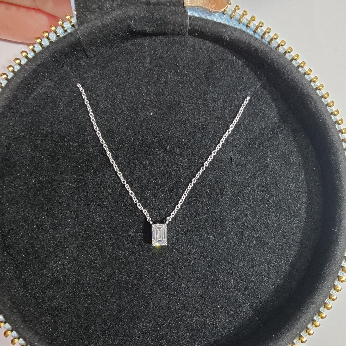 Solitaire Emerald Lab Grown Diamond Necklace Pendant Necklace, 14k Gold Minimalist Anniversary Pendant,Solid Gold Necklace, Bridal Jewelry