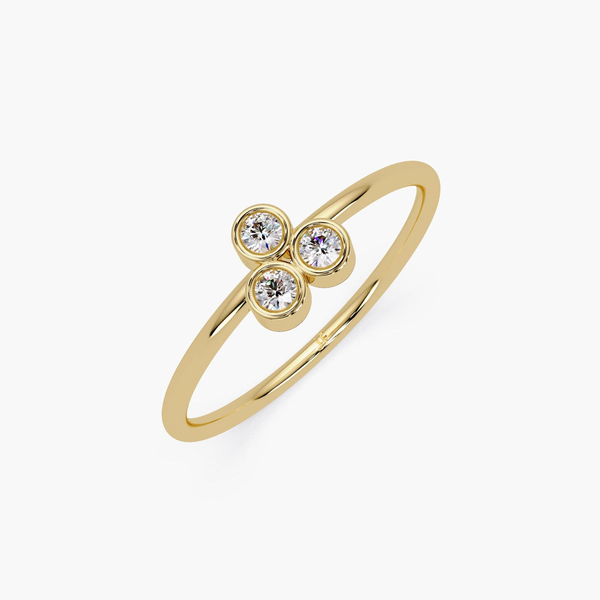 Triangle Diamond Ring in 14K Gold | Three Stone Bezel Natural Diamond Band | Dainty Stackable Gold Ring, Holiday Gift Jewelry