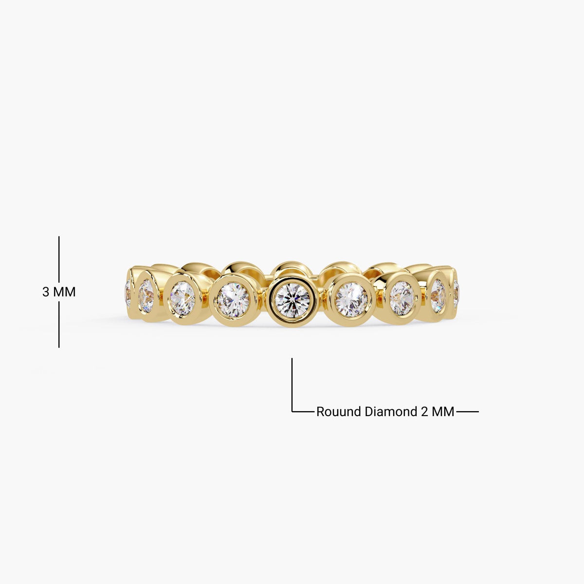 14K Gold Bezel Set Lab Diamond Eternity Band with Round Diamonds