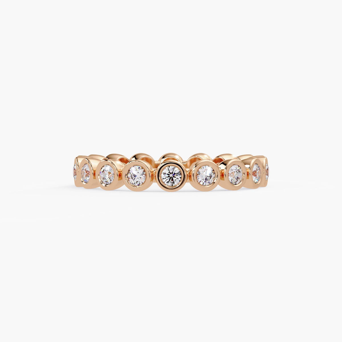 14K Gold Bezel Set Lab Diamond Eternity Band with Round Diamonds