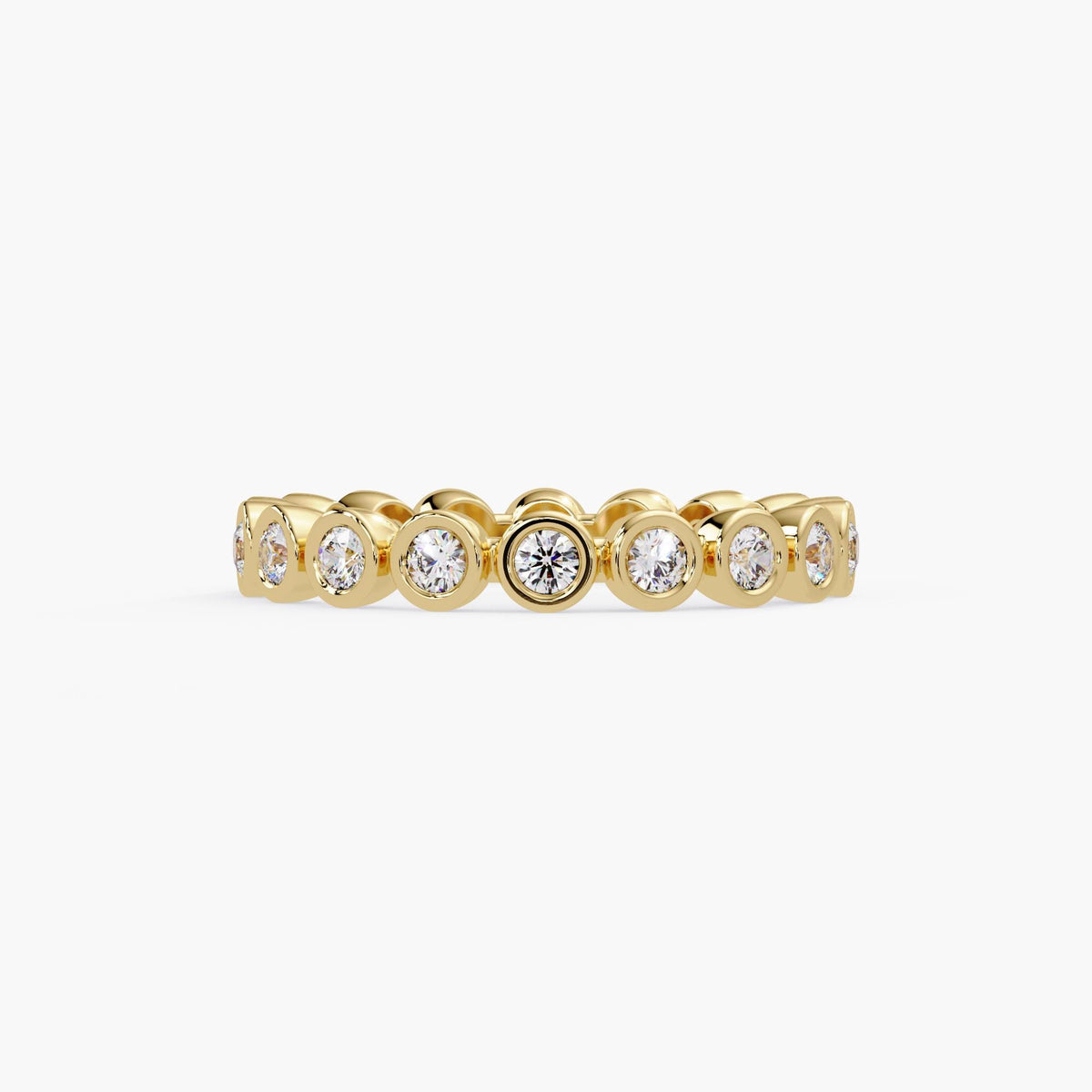 14K Gold Bezel Set Lab Diamond Eternity Band with Round Diamonds