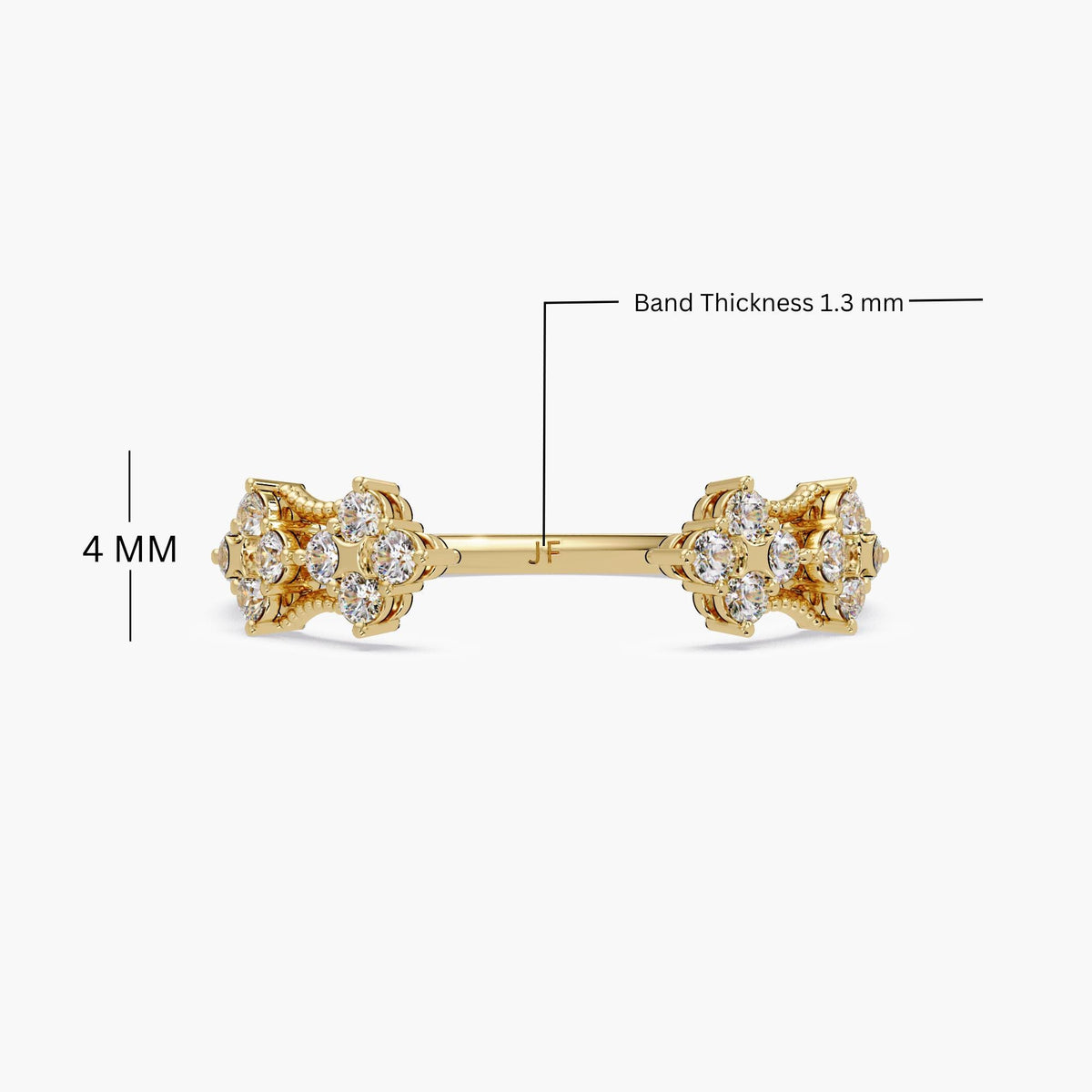 14k Gold Diamond Cuff Ring: 0.15 Ctw Dainty Open Stacking Band