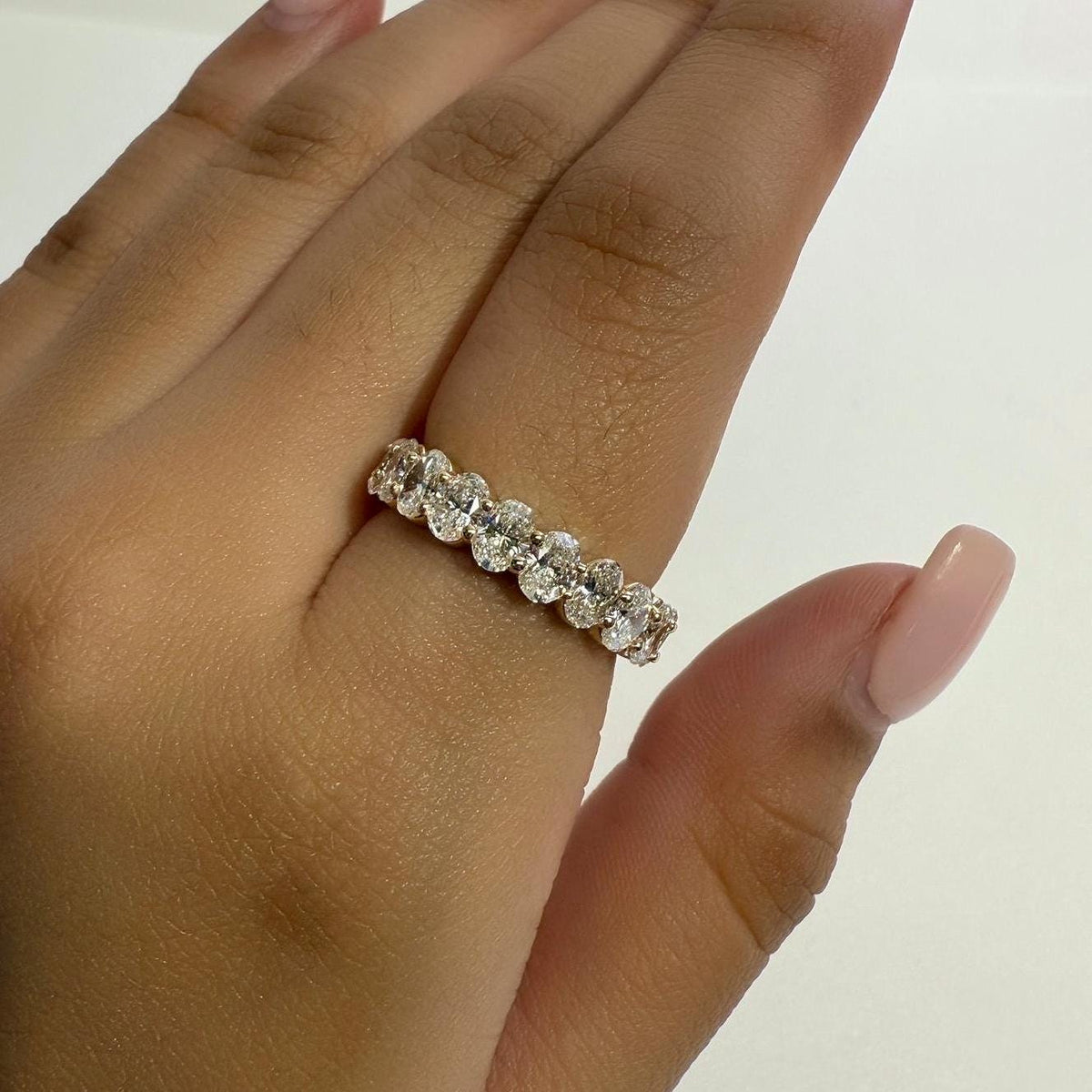 14K Gold Oval Lab Grown Diamond Eternity Wedding Band