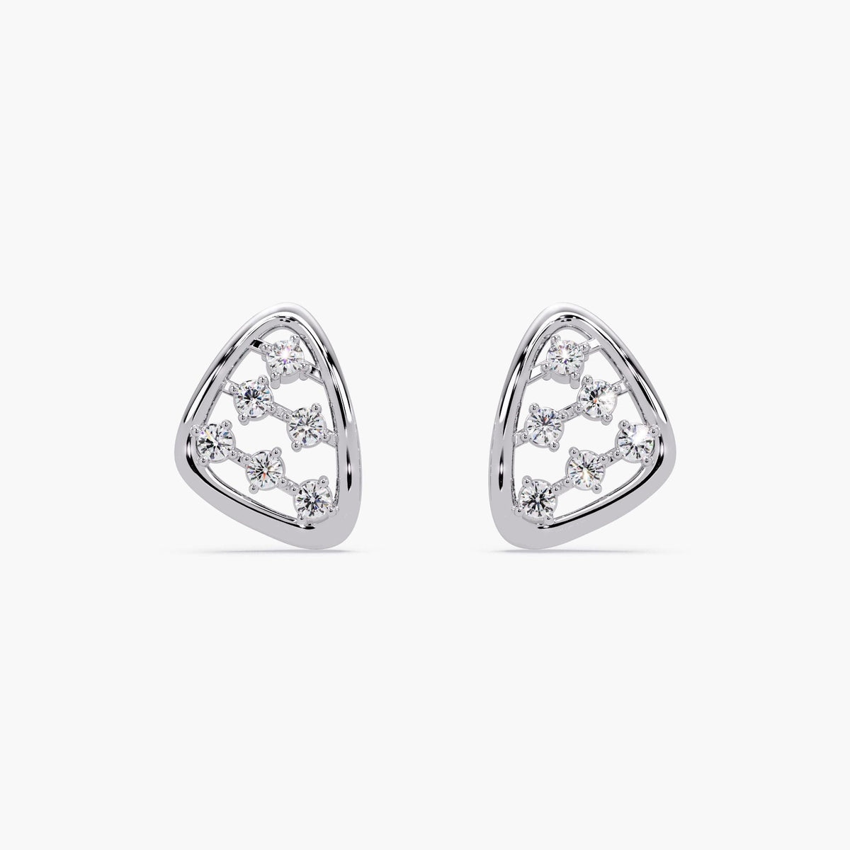 14K Gold Diamond Triangle Stud Earrings: Minimalist Geometric Jewelry