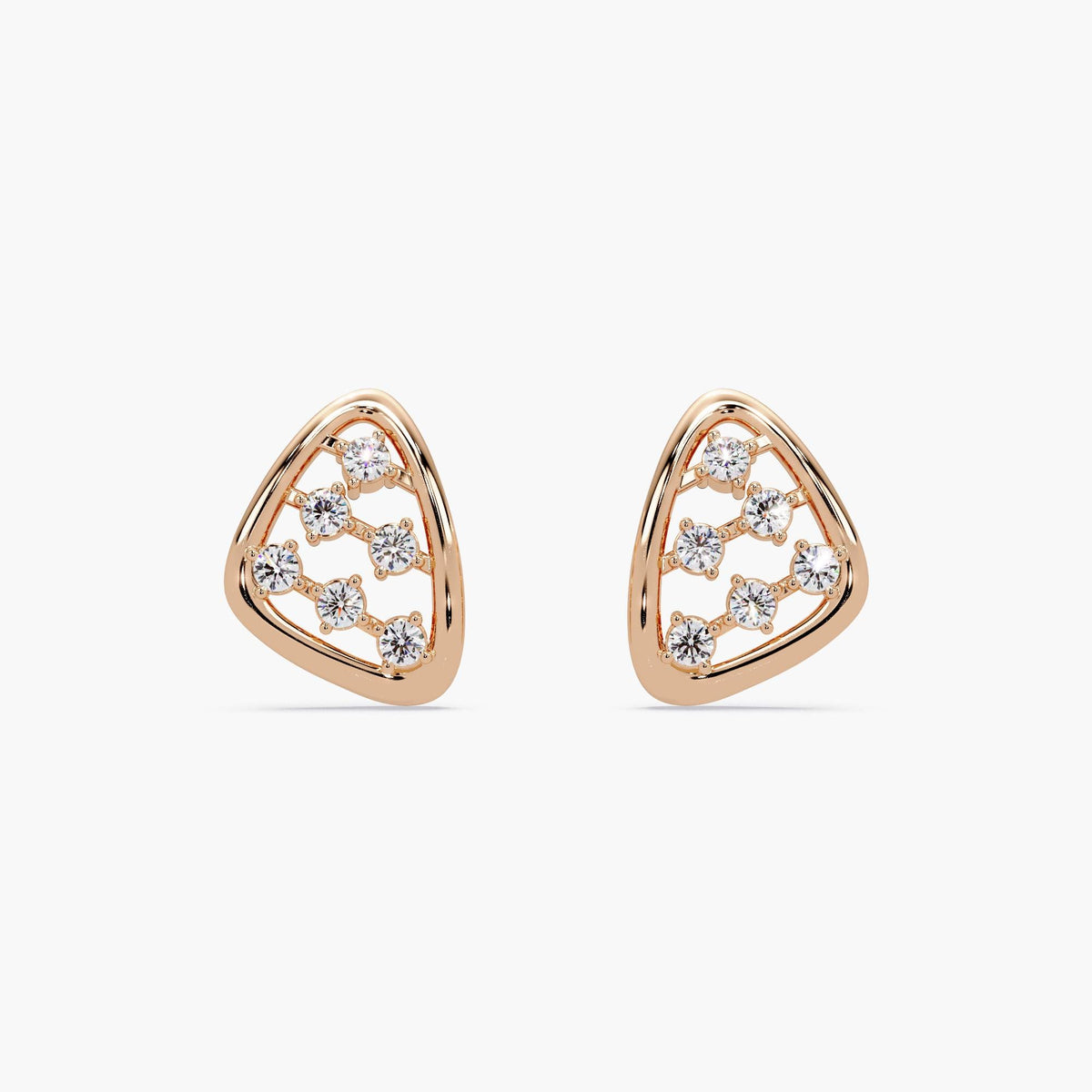 14K Gold Diamond Triangle Stud Earrings: Minimalist Geometric Jewelry