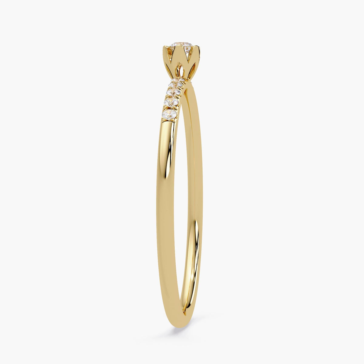 14k Gold Diamond Pave Band: Dainty Handmade Stacking Ring